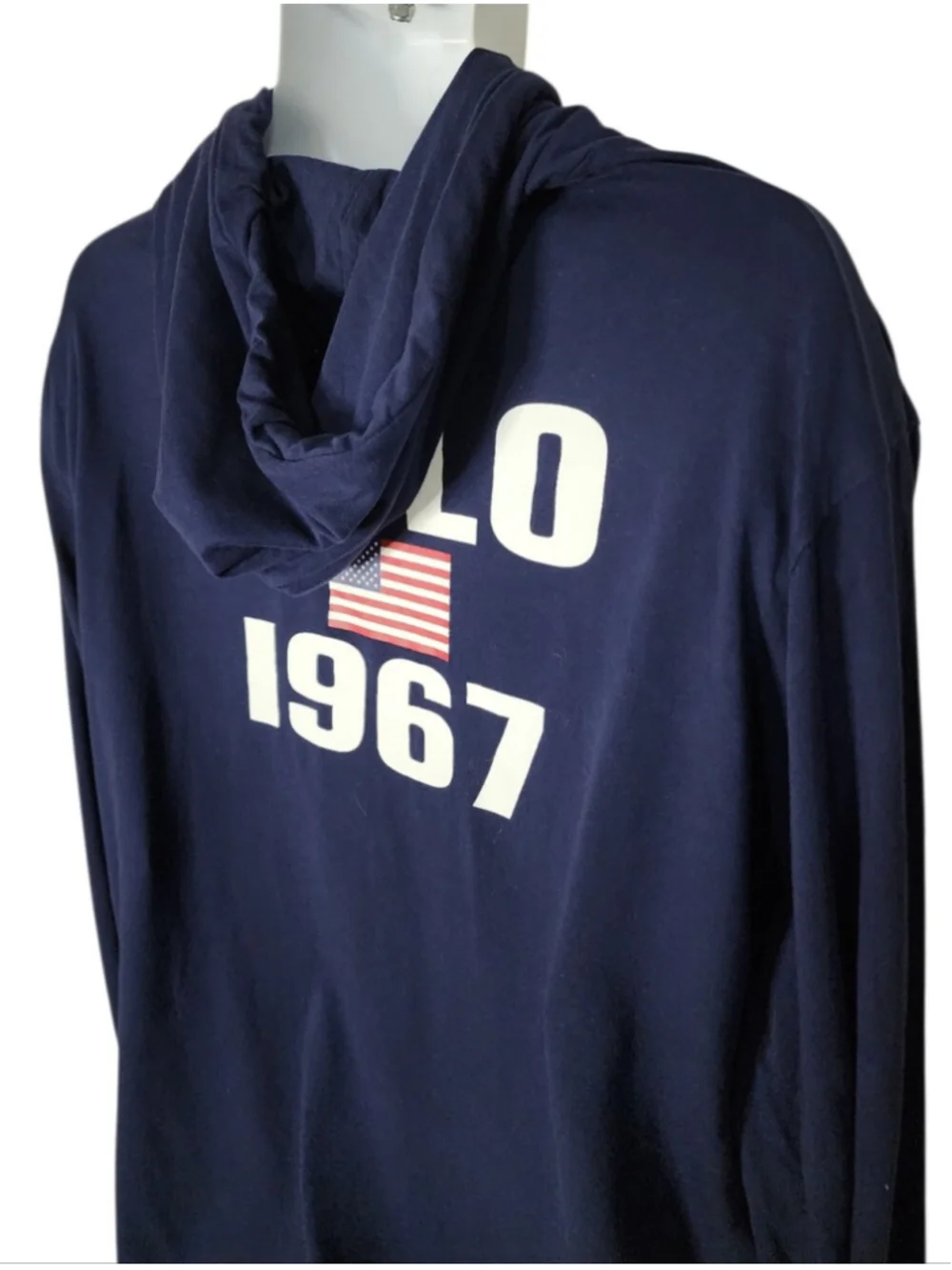 Polo Ralph Lauren Lightweight Hooded T-Shirt Navy XL Big Pony Logo Long Sleeve